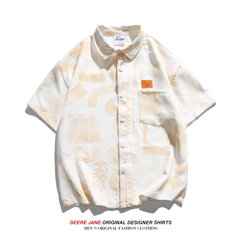 Men Shirts Short Sleeve Shirt Male and Female Trendy Brand Summer Loose Casual