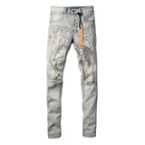 KSUBI Jeans Slim Fit Casual Stretch Ripped Jeans