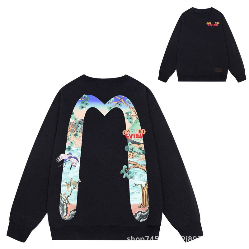 Evisu Sweatshirts Loose Casual Unisex Sweatshirts
