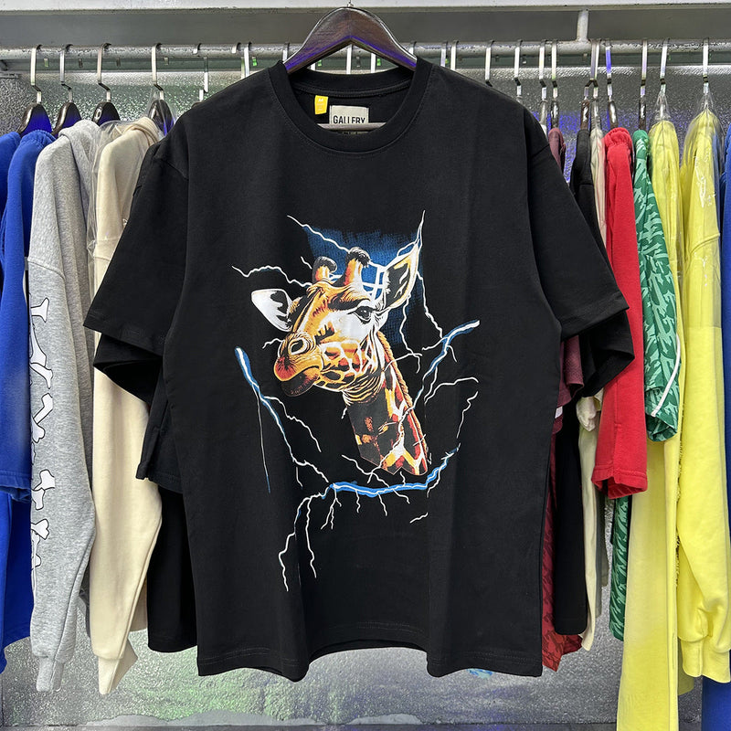 Gallery Dept T-Shirt Lightning Giraffe Bronzing Letter Short Sleeve T-Shirt