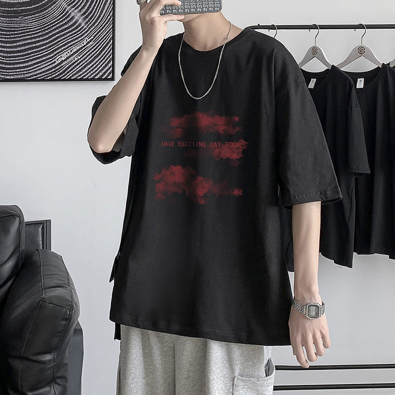 Nasa T Shirt Short-Sleeved T-Shirt Men'S Summer Loose All-Matching Cotton