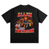 Nba T Shirt Allen Iverson Printed Short-Sleeved T-shirt Heavy Men and Women