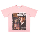 Film Star T Shirt Trendy Cotton Short Sleeve Loose round Neck American Retro T-shirt for Men