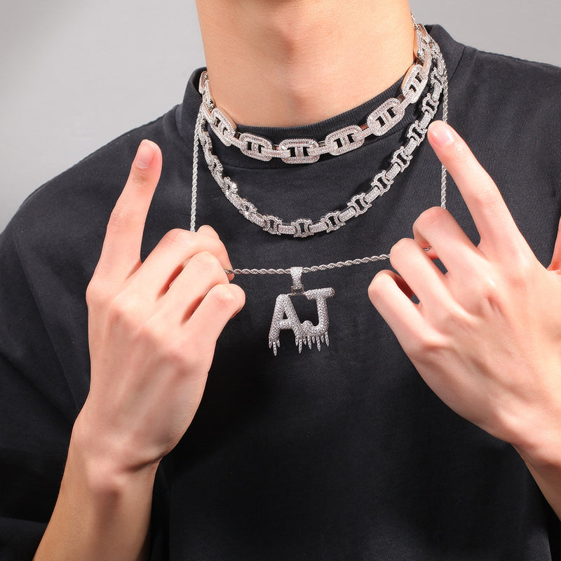 Chains Hip Hop Necklace Full Diamond I-Zircon Necklace INS Royalty St. Valentine's