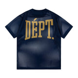 Gallery Dept T-Shirt Alphabet Print Hollow Mesh Short Sleeve T-Shirt