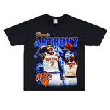 Basket Ball Star T Shirt Basketball Print Carmelo Anthony Washed Distressed T-shirt Loose