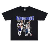 Basket Ball Star T Shirt Basketball Paul George Washed Distressed Printed T-Shirt Vintage Cotton Short Sleeve