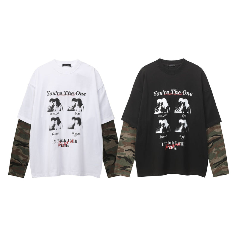 Unisex long-sleeved shirt men's autumretro camouflage