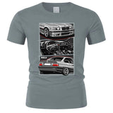 Crew neck T-shirt, sports car print short sleeves