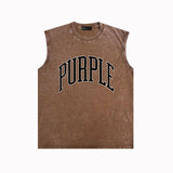 Purple Brand Distressed Tank T Shirts Distressed Sleeveless T-shirt Vest