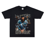 Basket Ball Star T Shirt Basketball Kevin Durant Washed Distressed Printed T-Shirt Personalized Short Sleeve Pure Cotton