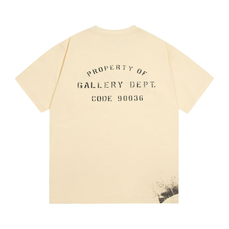 Gallery Dept T-Shirt Joint Letter Embroidery Hand Painted Ink Splashing Short Sleeve T-Shirt