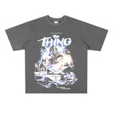 Film Star T Shirt Cotton Loose Nostalgic Short Sleeve American Retro Fashion Printed T-shirt for Men