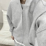 MIJKO Mens Jacket Double Zipper Heavy Simple Hooded Sweater