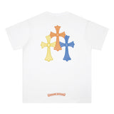 CHH Chrome Heart T Shirts Cross Leather Print Short Sleeve T-Shirt Loose