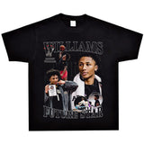 Basket Ball Star T Shirt Mikey Williams Washed Distressed T-shirt Short Sleeve Loose