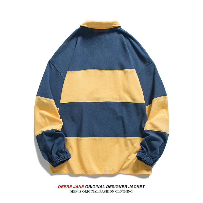 Men Pullover Hoodie Spring Long-Sleeved Polo Shirt Men's Loose All-Match Leading T-shirt
