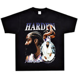 Basket Ball Star T Shirt Basketball Washed Distressed James Harden Printed T-shirt Retro Short Sleeve Cotton
