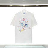 Casablanca T Shirts Colored Crane Print Crew Neck Tee