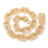 Chains Pig Nose Cuban Chain Necklace 15mm Zircon St. Valentine's Spectrum