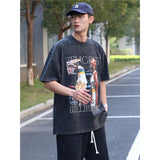 Basket Ball Star T Shirt Wash Distressed T-shirt Retro Short Sleeve