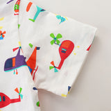 Boy T Shirt Children's Summer Clothing Knitted Cotton Children's Short-Sleeved T-shirt Cartoon round Neck Printing