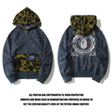 Bathing Ape Hoodie Camo Ape Head Embroidered Splicing Hooded Cardigan Zip Sweater Jacket