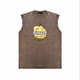 Purple Brand Distressed Tank T Shirts Distressed Sleeveless T-shirt Vest