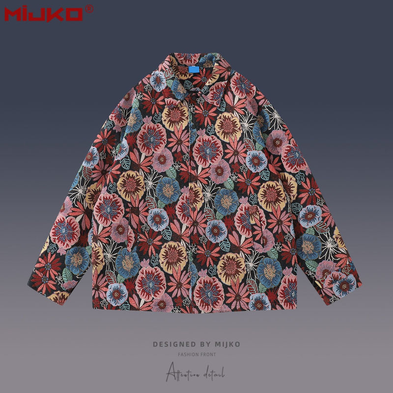 MIJKO Mens Jacket Embroidered Mainstream Fashion Jacket Windbreaker