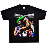 Basket Ball Star T Shirt Basketball Washed Distressed James Harden Printed T-shirt Retro Short Sleeve Cotton