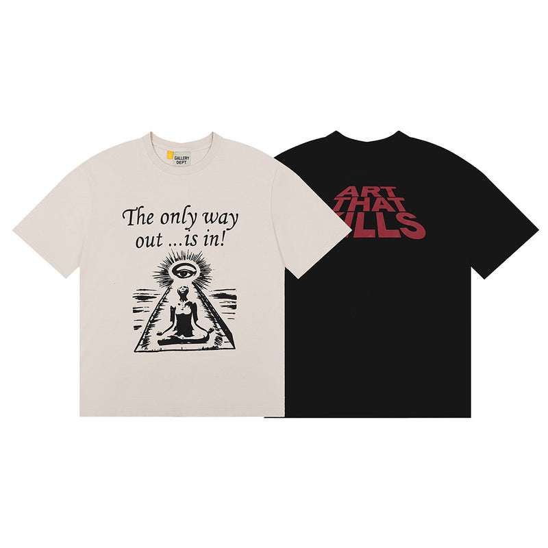Gallery Dept T Shirt Gallery Dept Printed Short Sleeve T-shirt Loose BF Men and Women Base Tee