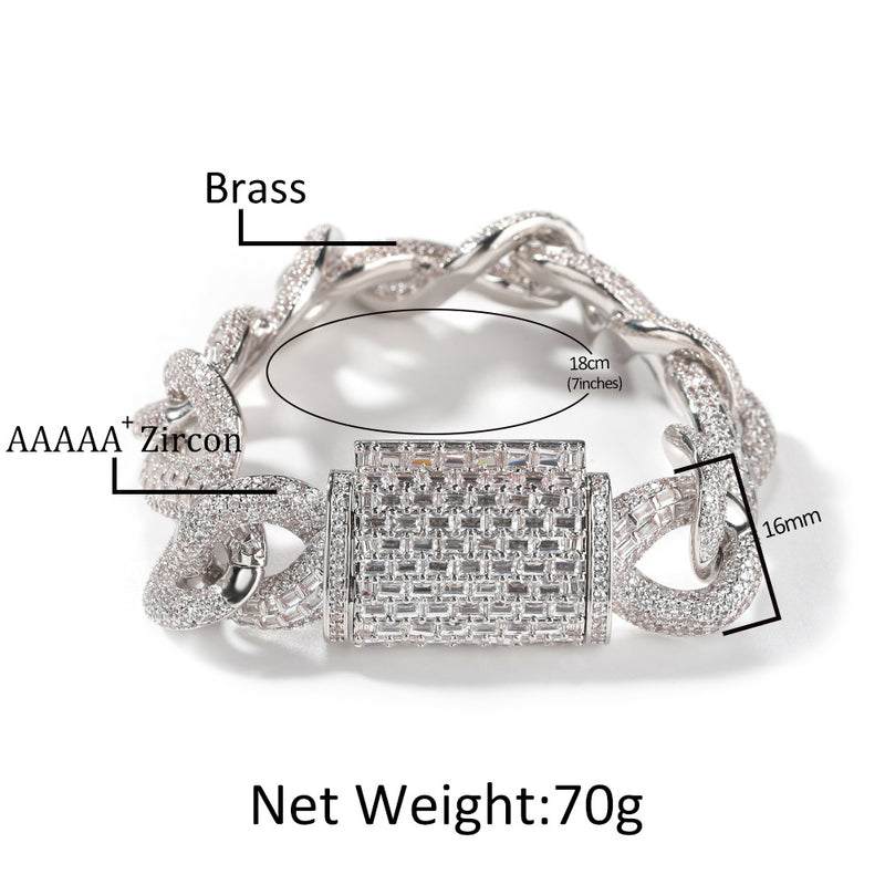Chains Hip Hop Necklace Silver 16mm Mixed Zircon St. Valentine's Spectrum
