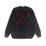 Purple Brand Distressed Long Sleeve Shirt Fashion Distressed Loose Long-sleeved Top