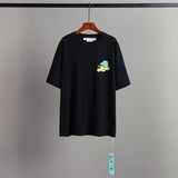 Off Whtie T Shirts Back Color Arrow Print Male And Female Trendy Brand Short Sleeve