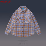 MIJKO Mens Jacket Plaid Long Sleeve Wool Shirt
