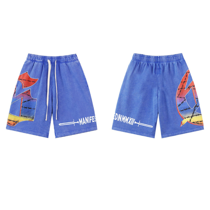 Godspeed Shorts GOD Letter Pattern Casual Loose Shorts