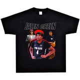 Basket Ball Star T Shirt Jalen Green Washed Distressed Printed T-Shirt Retro Short Sleeve Loose