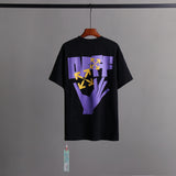 Off Whtie T Shirts Hand Print Male And Female Trendy Brand Short Sleeve