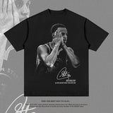 Nba T Shirt Curry American Vintage Print Short Sleeves Heavy Washed Distressed T-shirt