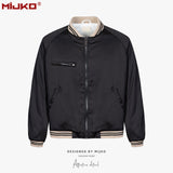 MIJKO Men's Jacket Silk Padded Baseball Jacket
