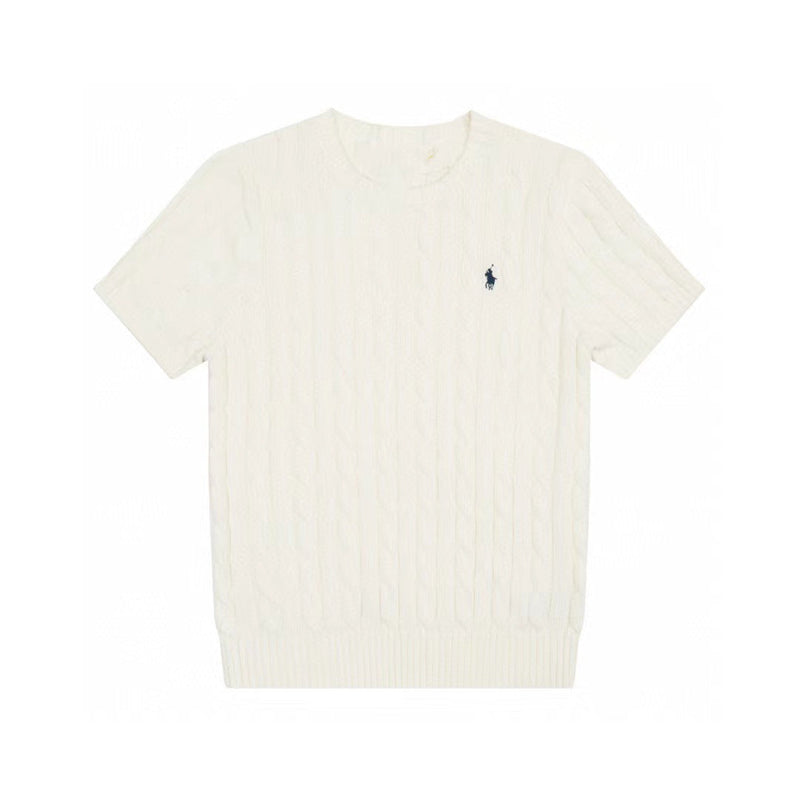Ralph Lauren Knitted sweaters Ralph Lauren Knitted Short Sleeved Shirt RL Ralph Crew Neck Solid Color Pony Embroidery LOGO Knitted Short Sleeve