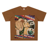 Film Star T Shirt Loose Heavy Retro Street Cotton Small Neckline T-shirt for Men and Women