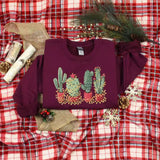 Cute Cotton Christmas Cactus Tape Lights Sweatshirt