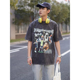 Basket Ball Star T Shirt D'angelo Russell Washed Distressed Printed T-shirt Short Sleeve Vintage Pure Cotton