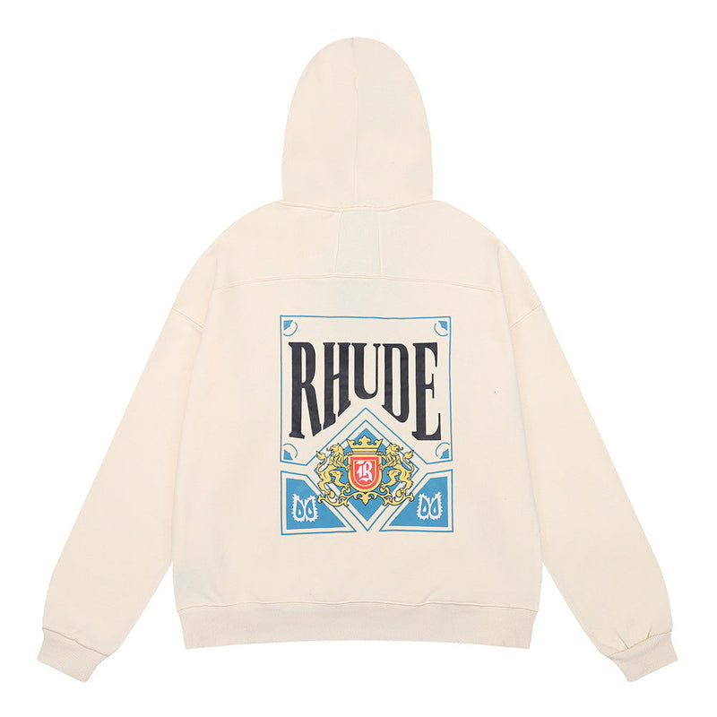 Rhude Hoodie Playing Cards Pure Cotton Men's and Women's Hoodie