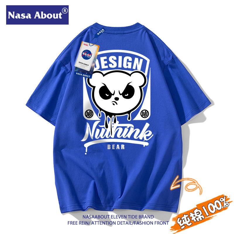 Nasa T Shirt Loose Cotton Short Sleeve T-Shirt Trendy Half Sleeve