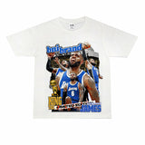 Basket Ball Star T Shirt Lebron James Washed Distressed Street American T-Shirt Loose