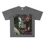 Film Star T Shirt Pure Cotton Loose Short Sleeve American Retro Trendy Printed round Neck T-shirt for Men