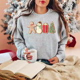 Christmas e & Snowman Print Sweatshirt Casual Long Sleeve