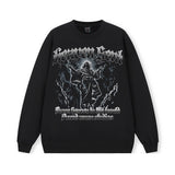Vintage Hoodie Jesus White Ink Print Vintage Crew Neck Hooded Sweater Fall/Winter